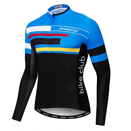 

21Grams Men's Long Sleeve Cycling Jersey Winter Elastane Lycra Polyester Bule / Black Stripes Bike Jersey Top Mountain Bike MTB Road Bike Cycling UV Resistant Breathable Quick Dry Sports Clothing