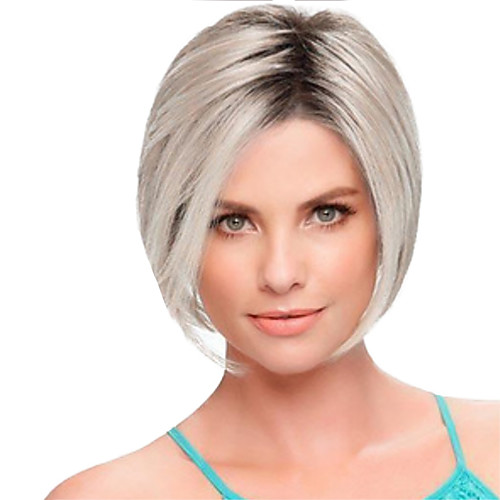

Synthetic Wig Straight Emma Bob Pixie Cut Short Bob Wig Short Silver Synthetic Hair 12inch Women's Soft Heat Resistant Classic Silver