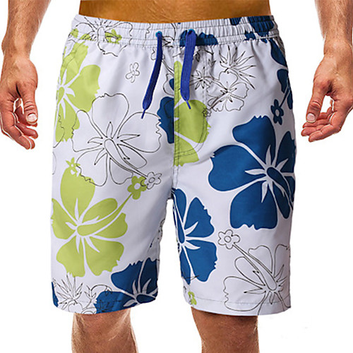 

Men's Swim Shorts Swim Trunks Board Shorts Breathable Quick Dry Short Sleeve Drawstring - Swimming Diving Beach Painting Floral / Botanical Autumn / Fall Spring Summer / Micro-elastic
