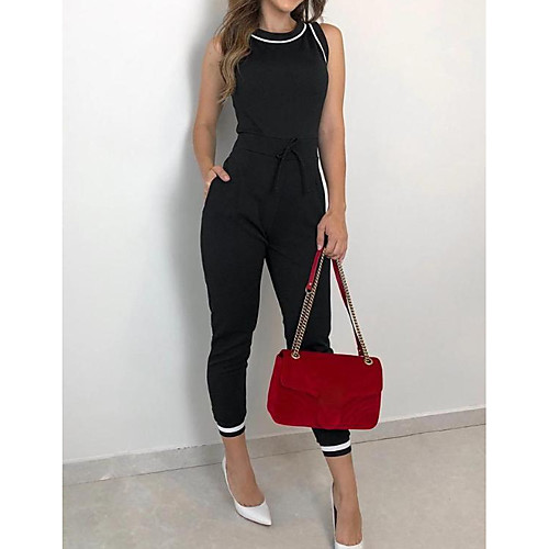 

Women's Basic Black Jumpsuit Solid Colored / Wide Leg
