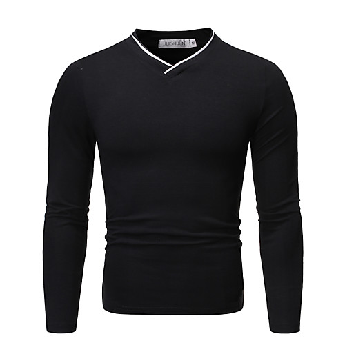 

Men's Solid Colored Polo - Cotton Basic Daily V Neck White / Black / Dark Gray / Long Sleeve