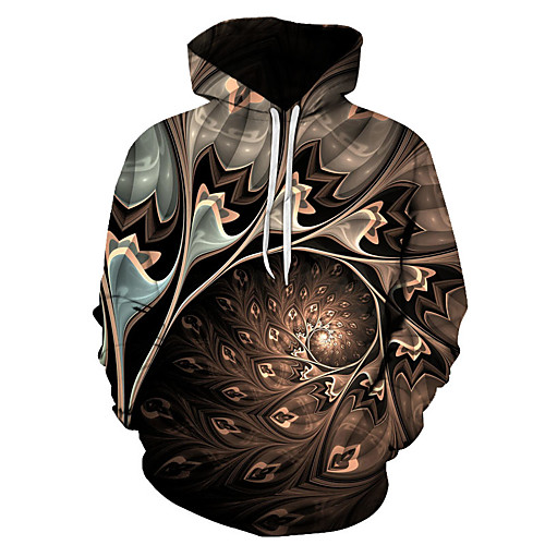 

Men's Hoodie Geometric 3D Casual Streetwear Hoodies Sweatshirts Brown