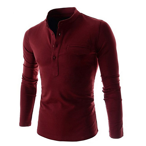 

Men's Polo Solid Colored Long Sleeve Daily Tops White Black Wine