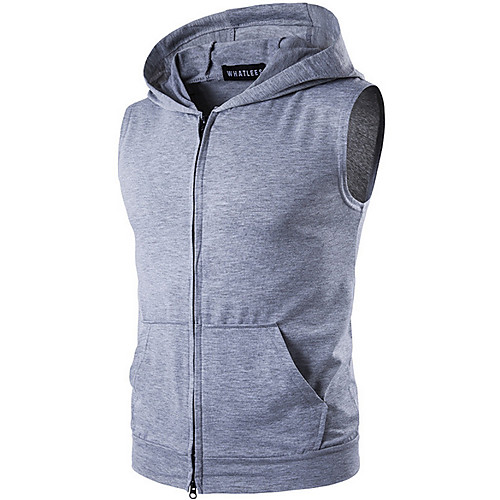 

Men's Hoodie Jacket Solid Colored Hooded Basic Sleeveless White Black Orange Light gray Dark Gray Navy Blue US36 / UK36 / EU44 US38 / UK38 / EU46