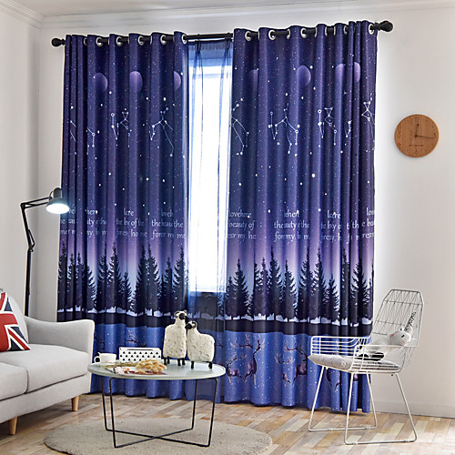 

Two Panel Nordic Style Living Room Bedroom Children's Room Blackout Printing Curtain