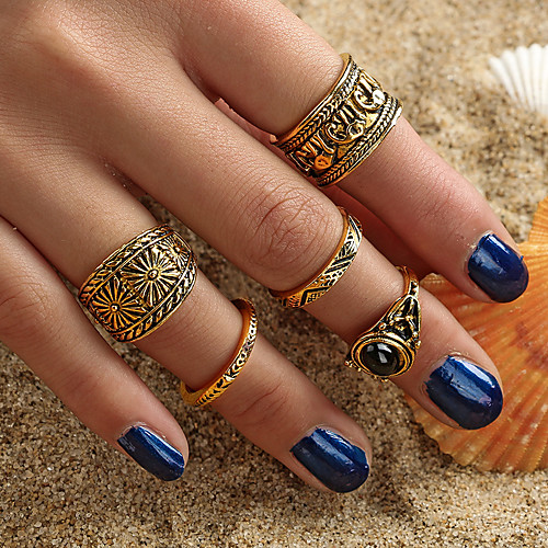 

Women's Ring Set 5pcs Gold Alloy Daily Jewelry