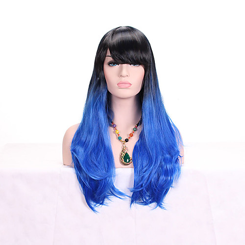 

Synthetic Wig Body Wave Layered Haircut Asymmetrical Wig Long Black / White Black / Blue Synthetic Hair 24 inch Women's Fashionable Design Women Blue White
