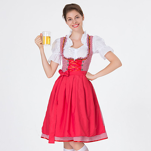 

Oktoberfest Beer Dirndl Trachtenkleider Women's Dress Bavarian Vacation Dress Costume Red