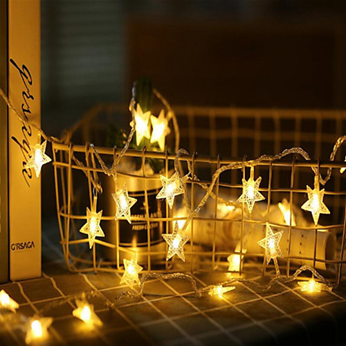 

6m String Lights 40 LEDs 1 set Warm White Party Decorative Star AA Batteries Powered