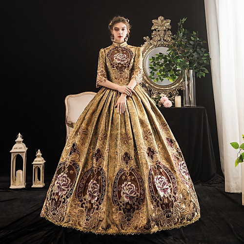 

Maria Antonietta Rococo Baroque Victorian Vacation Dress Dress Prom Dress Women's Satin Costume Coffee Vintage Cosplay Party Halloween Party & Evening Floor Length Ball Gown Plus Size