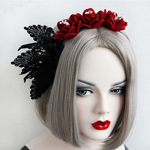 

Women's Headbands For Wedding Halloween Theme Party Flower Series Classic Fabric Iron Black 1