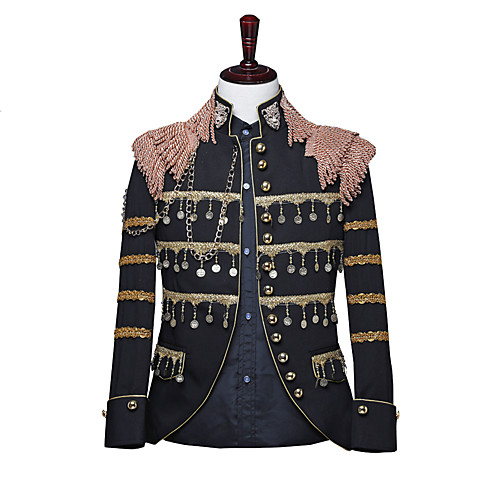 

Prince Aristocrat Retro Vintage Medieval Coat Men's Tassel Fringe Costume White / Black / Red Vintage Cosplay Party Long Sleeve