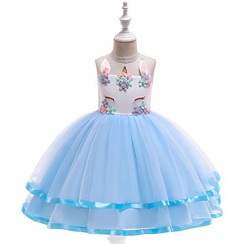 

Unicorn Dress Cosplay Costume Masquerade Girls' Movie Cosplay A-Line Slip Cosplay Vacation Dress Purple Blue Pink Dress Halloween Children's Day Masquerade Tulle Poly / Cotton Blend