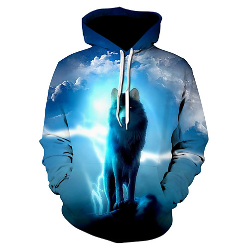 

Men's Hoodie Tie Dye 3D Hooded Casual Halloween Hoodies Sweatshirts Blue