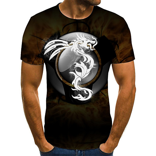 

Men's Plus Size 3D Graphic Patchwork Print T-shirt Basic Street chic Daily Going out Round Neck Black / Short Sleeve / Animal