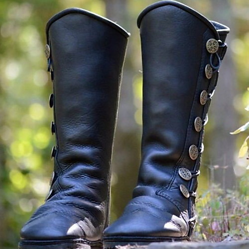 

Women's Boots Flat Heel Round Toe PU Mid-Calf Boots Winter Black / Brown