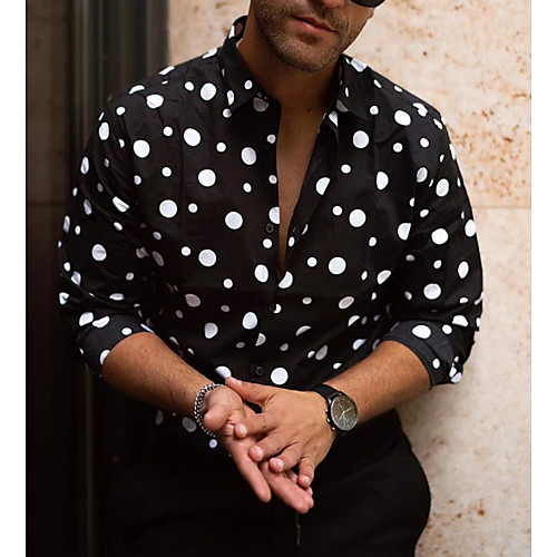 

Men's Shirt Floral Plus Size Long Sleeve Daily Tops Basic Black