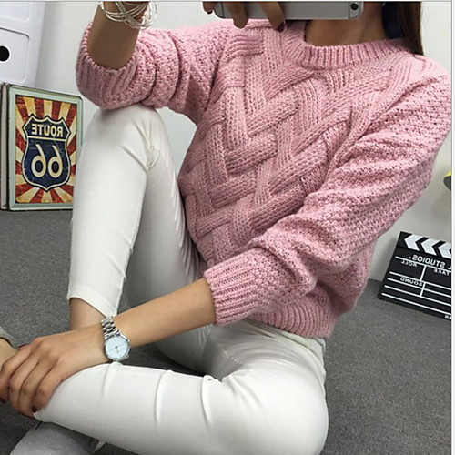

Women's Solid Colored Long Sleeve Pullover Sweater Jumper, Turtleneck White / Blushing Pink / Camel One-Size