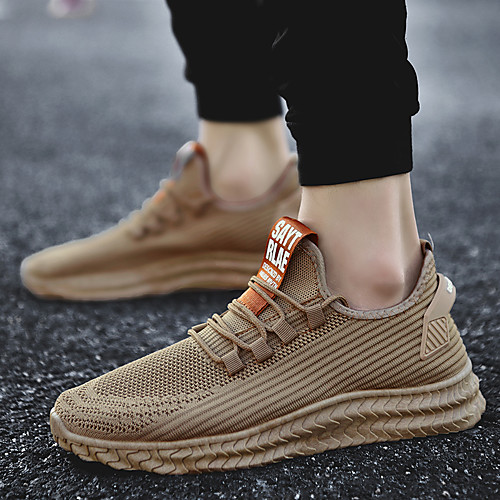 

Men's Trainers Athletic Shoes Comfort Shoes Driving Shoes Light Soles Casual Athletic Daily Outdoor Running Shoes Walking Shoes Tissage Volant Breathable Non-slipping Wear Proof Light Brown Black Gray