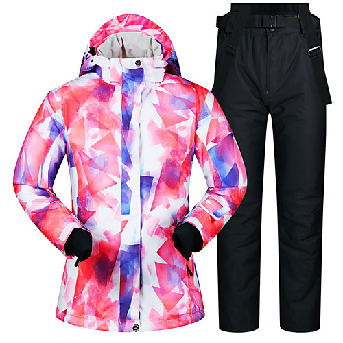 

MUTUSNOW Women's Ski Jacket with Pants Skiing Snowboarding Winter Sports Waterproof Windproof Warm Polyester Clothing Suit Ski Wear