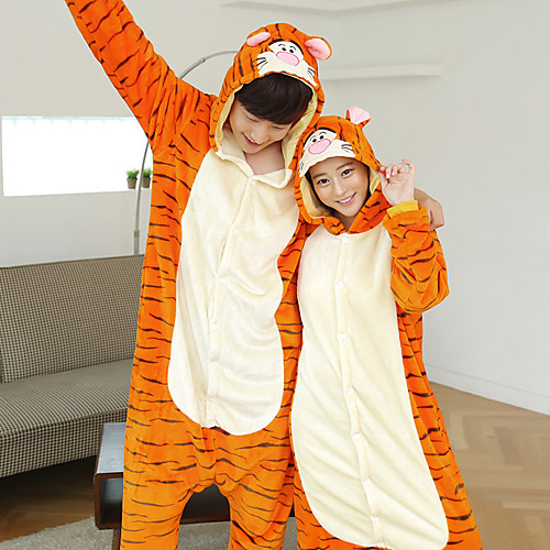 

Adults' Kigurumi Pajamas Tiger Onesie Pajamas Flannelette Orange Cosplay For Men and Women Animal Sleepwear Cartoon Festival / Holiday Costumes