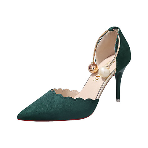 

Women's Heels Kitten Heel Pointed Toe PU Minimalism Fall Black / Green / Red