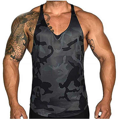 

Men's Sleeveless Workout Tank Top Running Tank Top Running Singlet Racerback Vest / Gilet Cotton Breathable Soft Fitness Gym Workout Running Sportswear White Black Activewear Micro-elastic