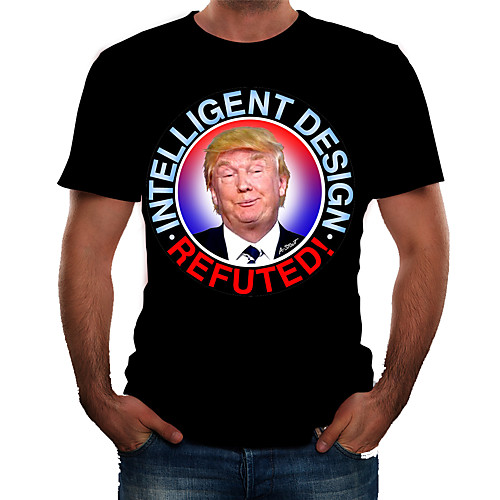 

Men's T shirt Portrait Plus Size Short Sleeve Daily Tops Basic Black