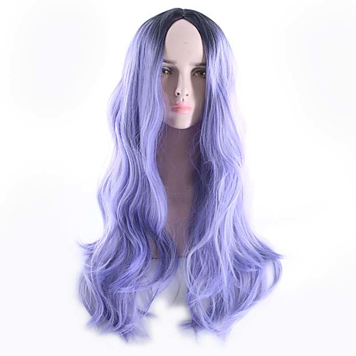 

Synthetic Wig Body Wave Bob Free Part Wig Ombre Long Black / Purple Synthetic Hair 26inch Women's Odor Free Cosplay Adjustable Ombre / Heat Resistant / Natural Hairline / Heat Resistant