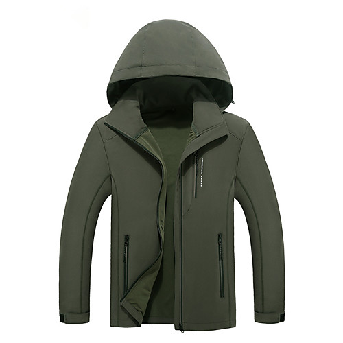 

Men's Hiking Jacket Winter Outdoor Solid Color Waterproof Windproof Warm Soft Jacket Top Climbing Camping / Hiking / Caving Traveling Army Green Blue Grey