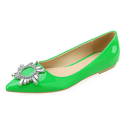 

Women's Flats Glitter Crystal Sequined Jeweled Flat Heel Pointed Toe Rhinestone Patent Leather Sweet / Minimalism Spring & Summer Yellow / Green / Black / Party & Evening