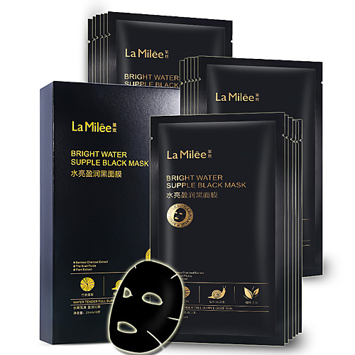 

LAMILEE Water embellish tender Black mask Bamboo charcoal clean It moisturizing Moisturizing facial mask face massage 10pcs/box