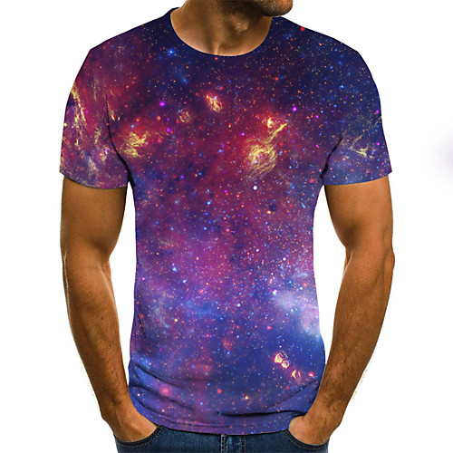 

Men's Plus Size Color Block 3D Black & White Print T-shirt Basic Exaggerated Daily Sports Round Neck Rainbow / Short Sleeve