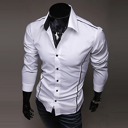 

Men's Shirt Solid Colored Long Sleeve Daily Tops White Black Gray
