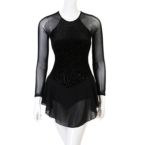 

Figure Skating Dress Women's Girls' Ice Skating Dress Black Patchwork Stretch Yarn High Elasticity Competition Skating Wear Classic Figure Skating