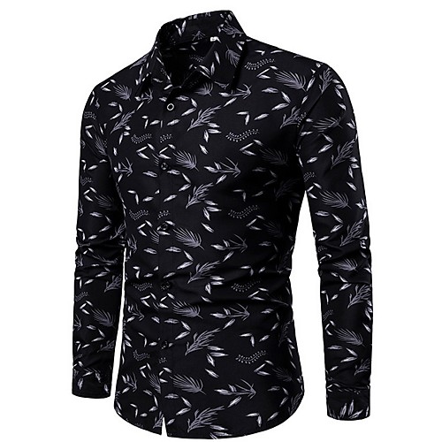 

Men's Shirt Geometric Plus Size Long Sleeve Daily Tops Black Blue Red