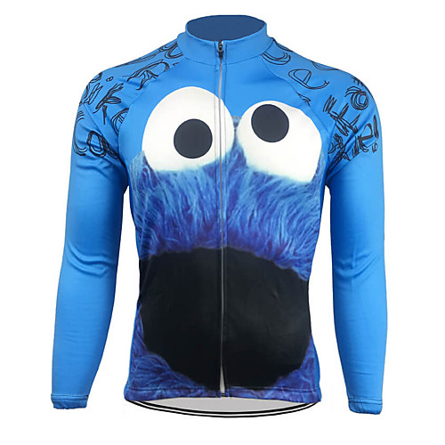 

21Grams Novelty Funny Men's Long Sleeve Cycling Jersey - Blue Bike Jersey Top UV Resistant Breathable Moisture Wicking Sports Winter Fleece Polyester Elastane Mountain Bike MTB Road Bike Cycling