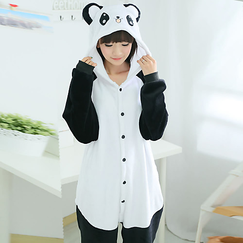 

Adults' Kigurumi Pajamas Panda Onesie Pajamas Flannelette Black / White Cosplay For Men and Women Animal Sleepwear Cartoon Festival / Holiday Costumes