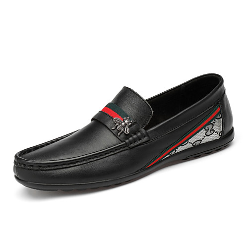 

Men's Moccasin Nappa Leather Spring & Summer / Fall & Winter Casual / British Loafers & Slip-Ons Non-slipping Color Block White / Black