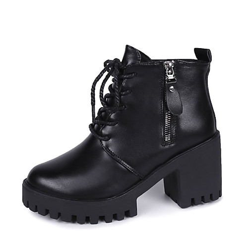 

Women's Boots Chunky Heel Round Toe PU Booties / Ankle Boots Fall & Winter Black