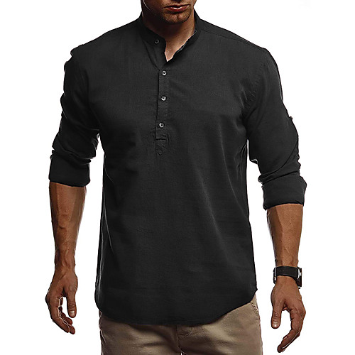 

Men's Shirt Solid Colored Long Sleeve Daily Tops Basic Elegant White Black Wine