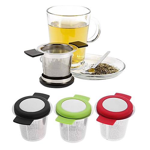 

Stainless Steel Reusable Tea Infuser Basket Fine Mesh Tea Strainer with Handles Lid Filters