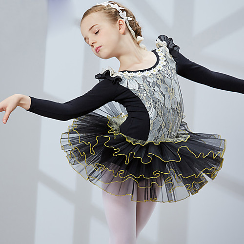 

Ballet Dress Lace Girls' Training Performance Long Sleeve Lycra