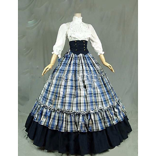 

Gothic Lolita Vacation Dress Dress Prom Dress Women's Girls' Japanese Cosplay Costumes White Vintage Cap Sleeve Half Sleeve Floor Length