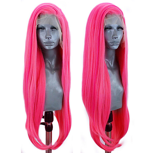 

Synthetic Lace Front Wig Straight Side Part Lace Front Wig Pink Long PinkRed Synthetic Hair 18-26 inch Women's Adjustable Heat Resistant Party Pink