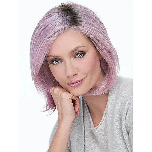 

Synthetic Wig Straight Bob Free Part Wig Short Purple Synthetic Hair 12inch Women's Fashionable Design Adjustable Heat Resistant Purple
