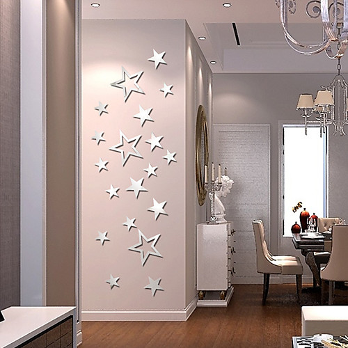 

Stars Wall Stickers Mirror Wall Stickers Decorative Wall Stickers, Acrylic Home Decoration Wall Decal Wall Decoration 19pcs