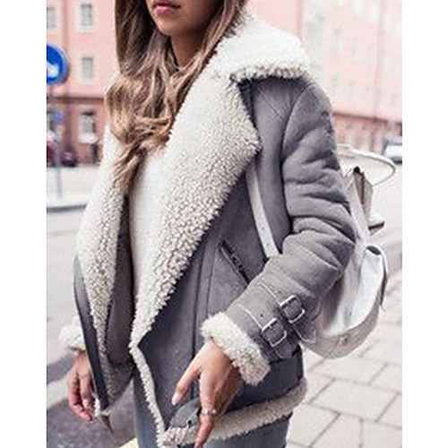

Women's Solid Colored Fall & Winter Faux Fur Coat Regular Daily Long Sleeve Faux Fur Coat Tops Black