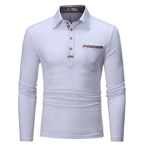 

Men's Polo Solid Colored Long Sleeve Daily Tops Business Elegant White Black Dark Gray