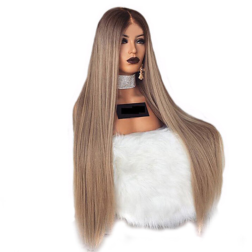 

Synthetic Wig kinky Straight Middle Part Wig Long Light golden Light Blonde Pink Burgundy Orange Synthetic Hair 28 inch Women's Women Blonde(non-lace)